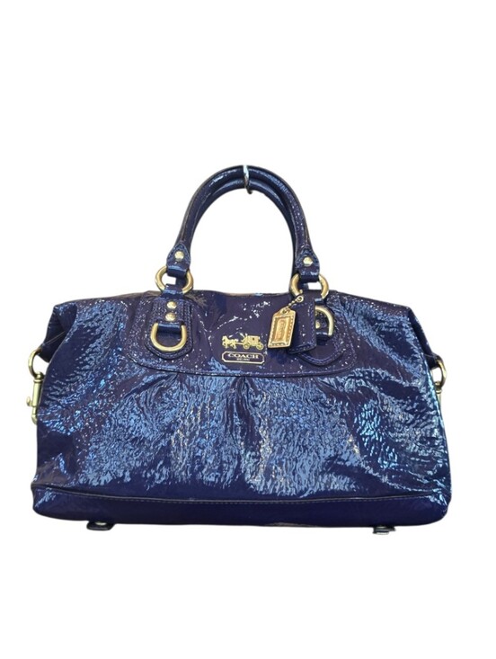 Coach Handbags - Coach Madison Sabrina Deep Plum Purple Crinkled Patent Leather Satchel